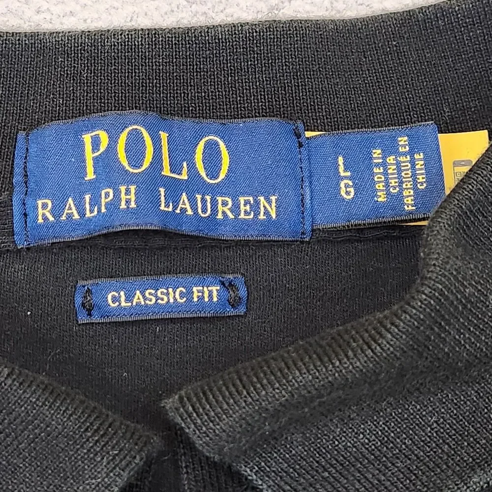 Polo Ralph Lauren Polo Shirt Men's L Black Short Sleeve Classic Fit Stretch Pony